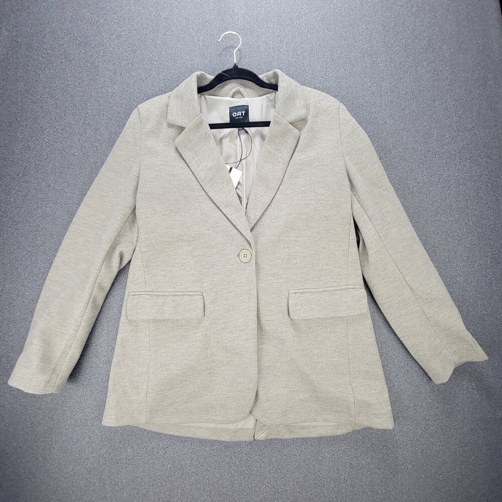 Oat New York L Oatmeal Slim Boyfriend One Button Blazer